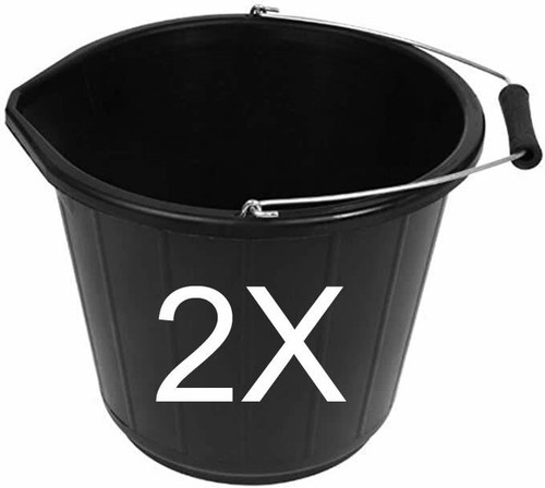 Black plastic builders bucket - black,