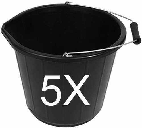 Black plastic builders bucket - plastic,