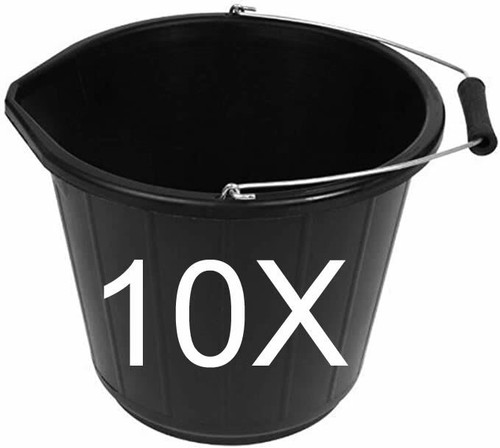 Black plastic builders bucket - plastic,