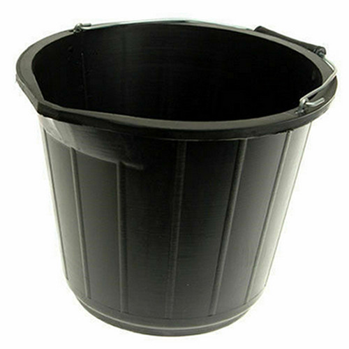 Black plastic bucket gallons - black,