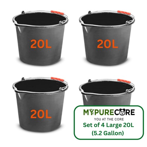 Black plastic buckets - black,