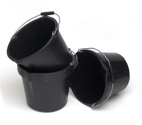 Black plastic bucket with - ,