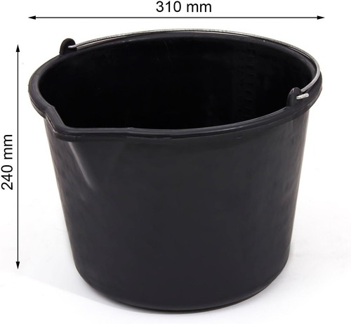Plastic bucket black heavy - black,